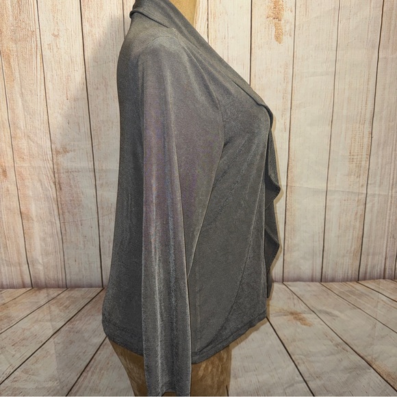 Chico's Travelers Steel Cross Dye Double Lapel Jacket Gray- Sz 2 L/12 Cardigan - Picture 4 of 8